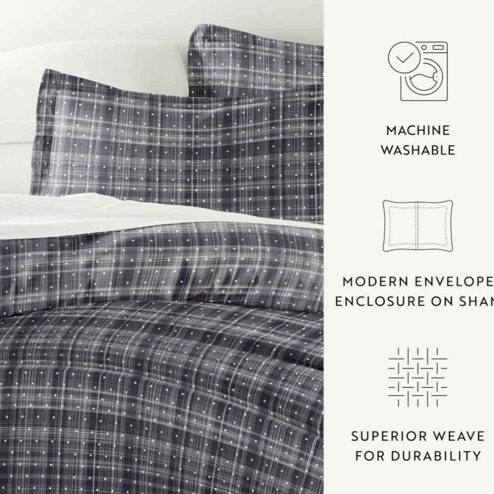 King Duvet Cover and 2 Shams - Navy Blue Microfiber- Bedding Set - Picture 6 of 7